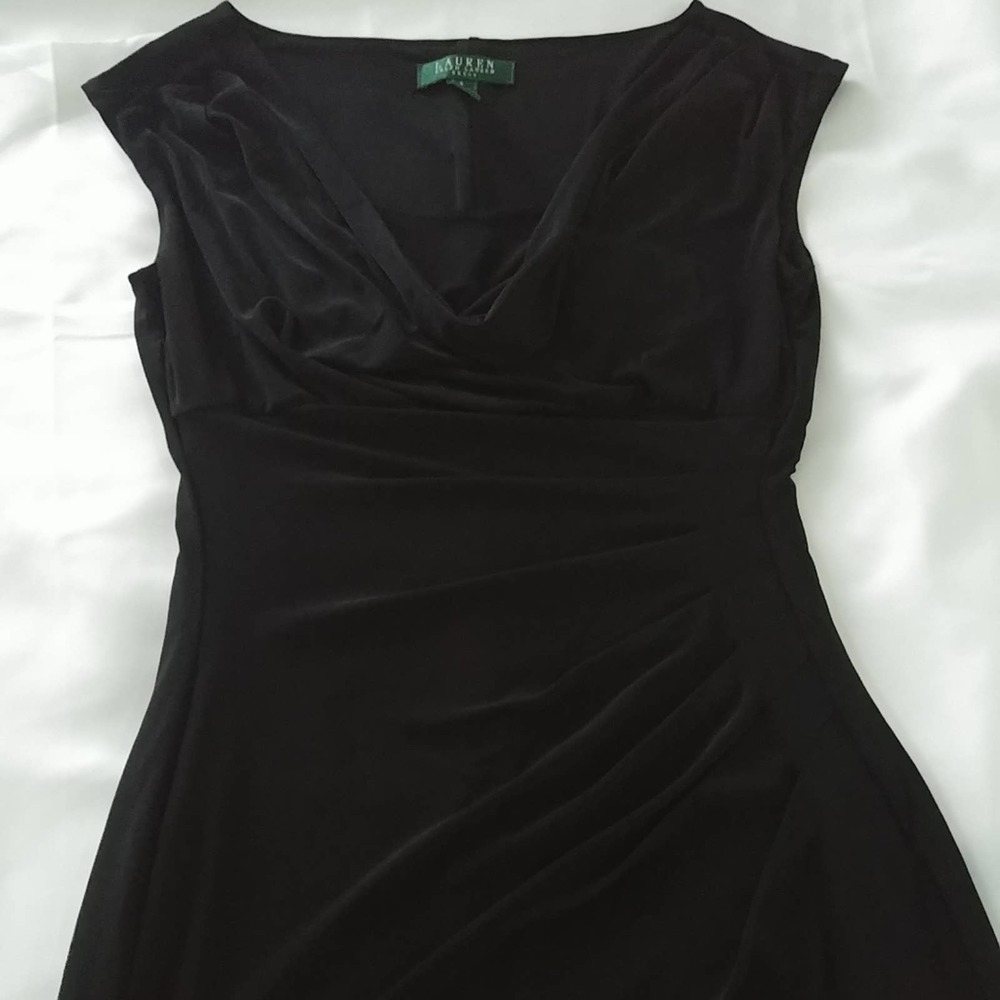 Ralph Lauren Black Cowl Neckline Fitted Dress